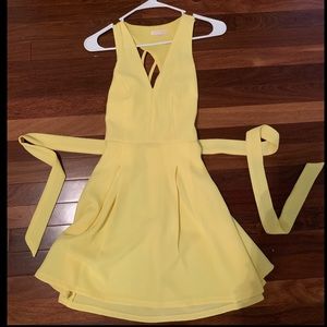 Yellow Mini Dress with caged back